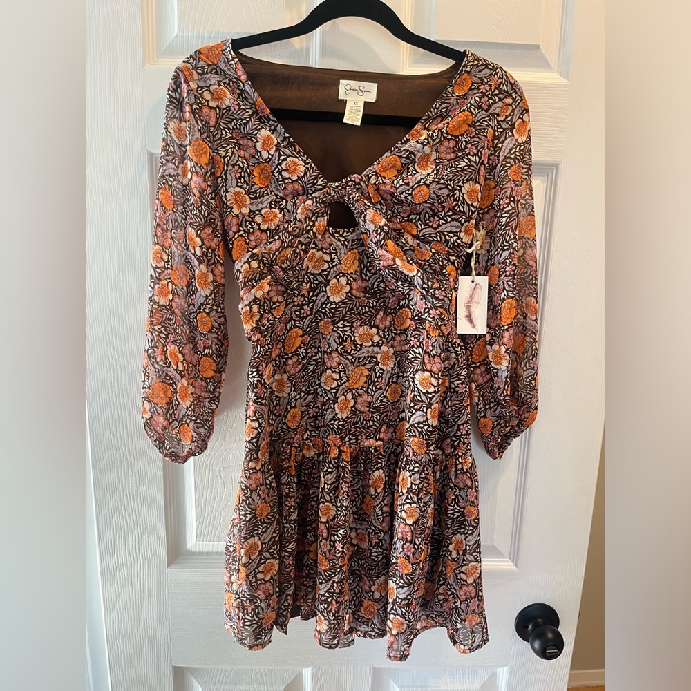 Jessica Simpson Floral Dress - Orange and Brown